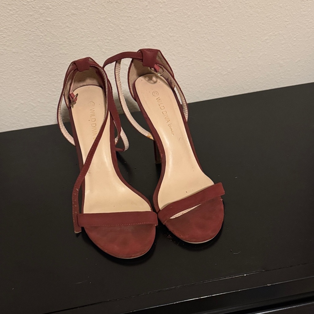 Wild Diva Burgundy Strappy Heels